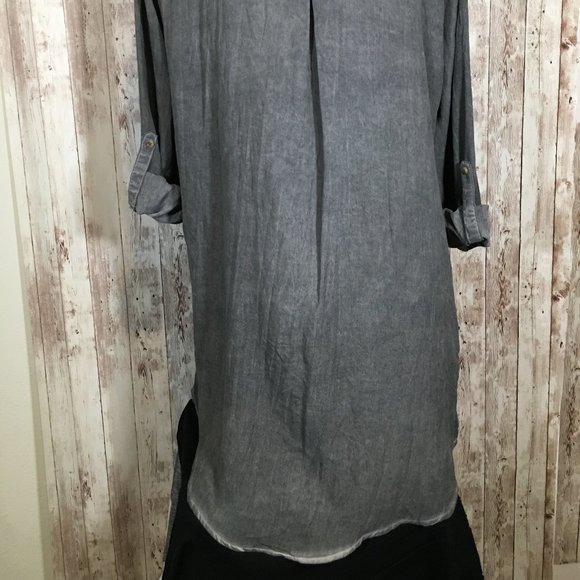 Umgee Tunic Top Shirt Blouse Lace Roll Tab Sleeves - Picture 6 of 9